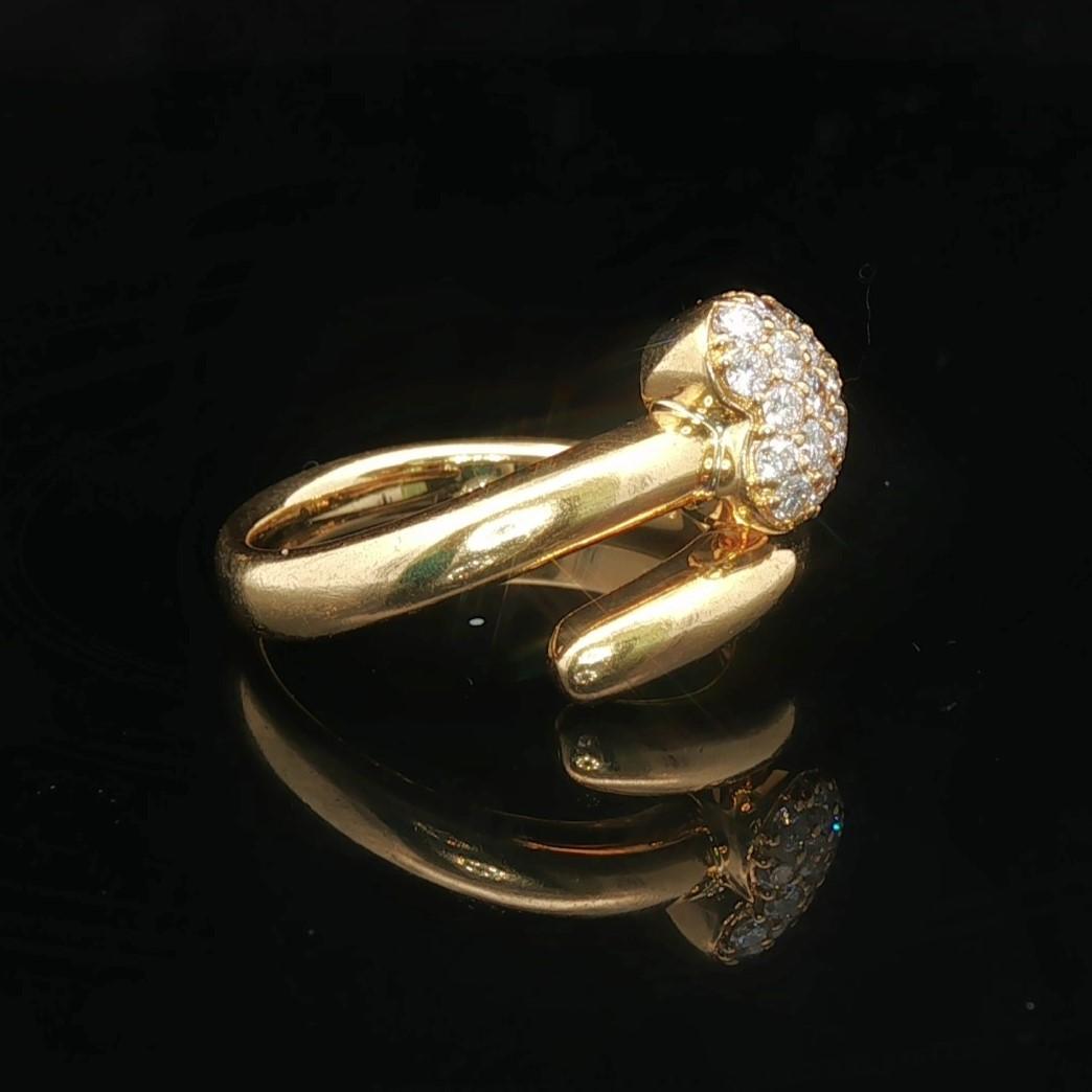18k Yellow Gold and 0.33cttw Diamond Bypass Heart Ring Size 5.5