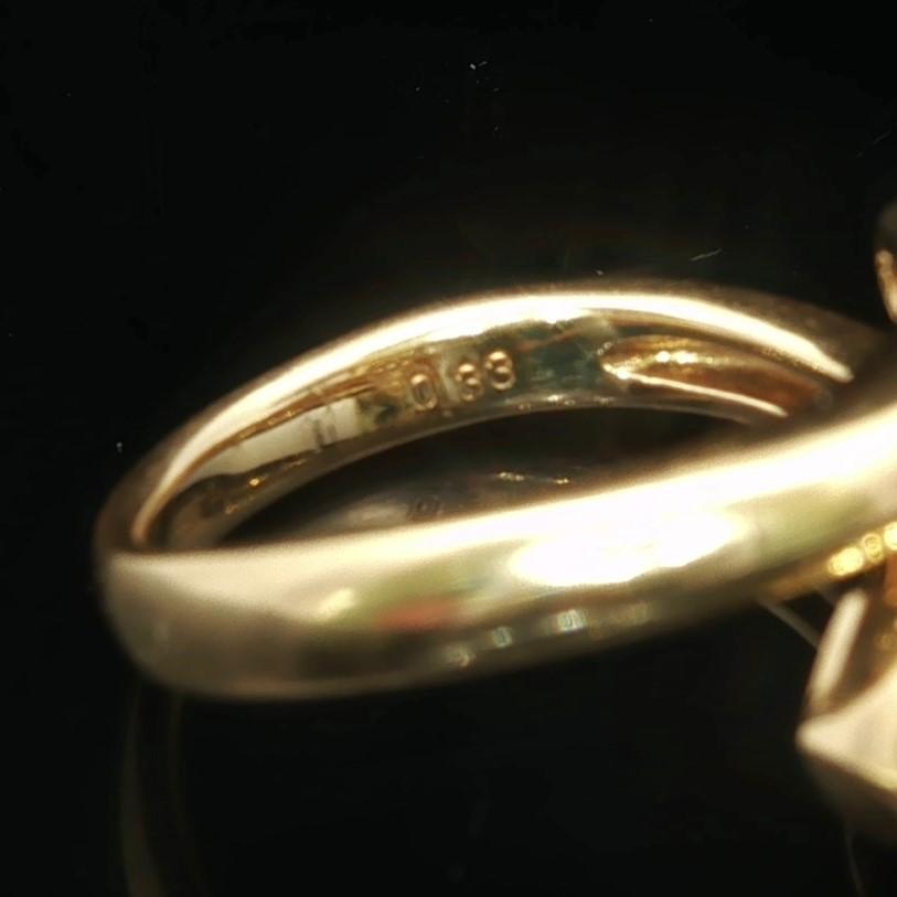 18k Yellow Gold and 0.33cttw Diamond Bypass Heart Ring Size 5.5
