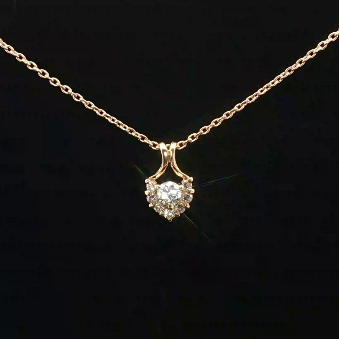 18k Yellow Gold and 0.61cttw Diamond Heart Pendant Necklace 20"