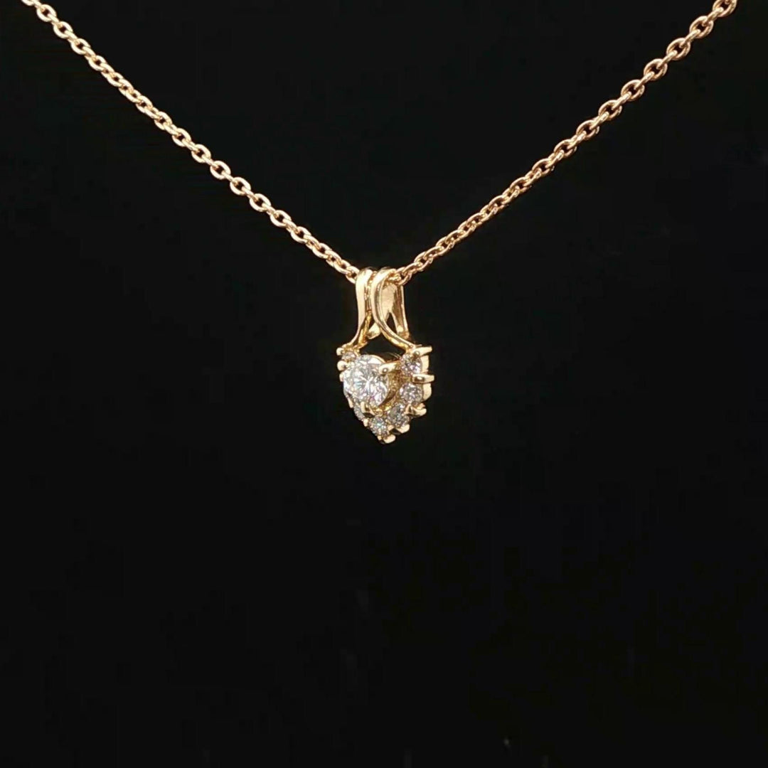 18k Yellow Gold and 0.61cttw Diamond Heart Pendant Necklace 20"