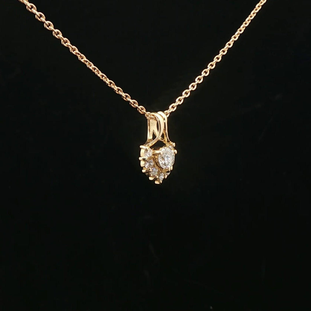18k Yellow Gold and 0.61cttw Diamond Heart Pendant Necklace 20"