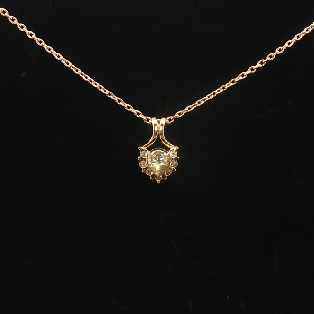 18k Yellow Gold and 0.61cttw Diamond Heart Pendant Necklace 20"
