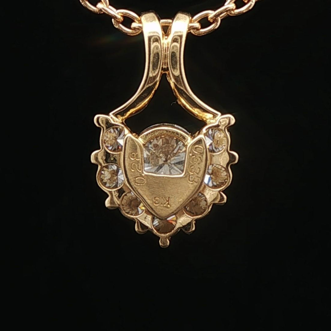 18k Yellow Gold and 0.61cttw Diamond Heart Pendant Necklace 20"