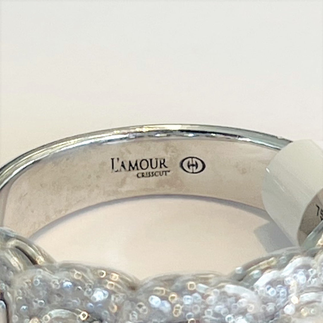 Brand New L'Amour by Christopher 18k White Gold and Diamond Band Ring Size 6.5