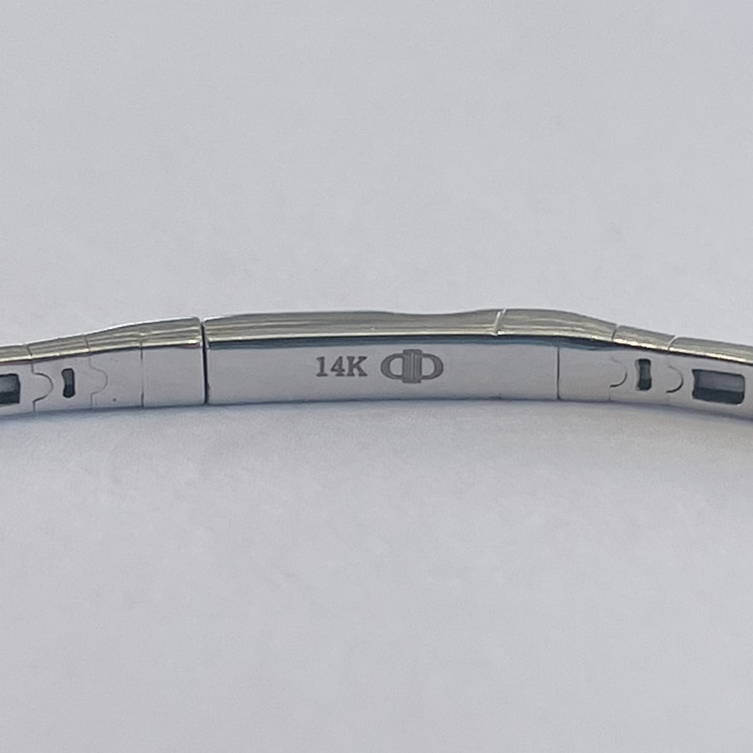 Brand New 14k White Gold and Diamond Bangle Bracelet 7"