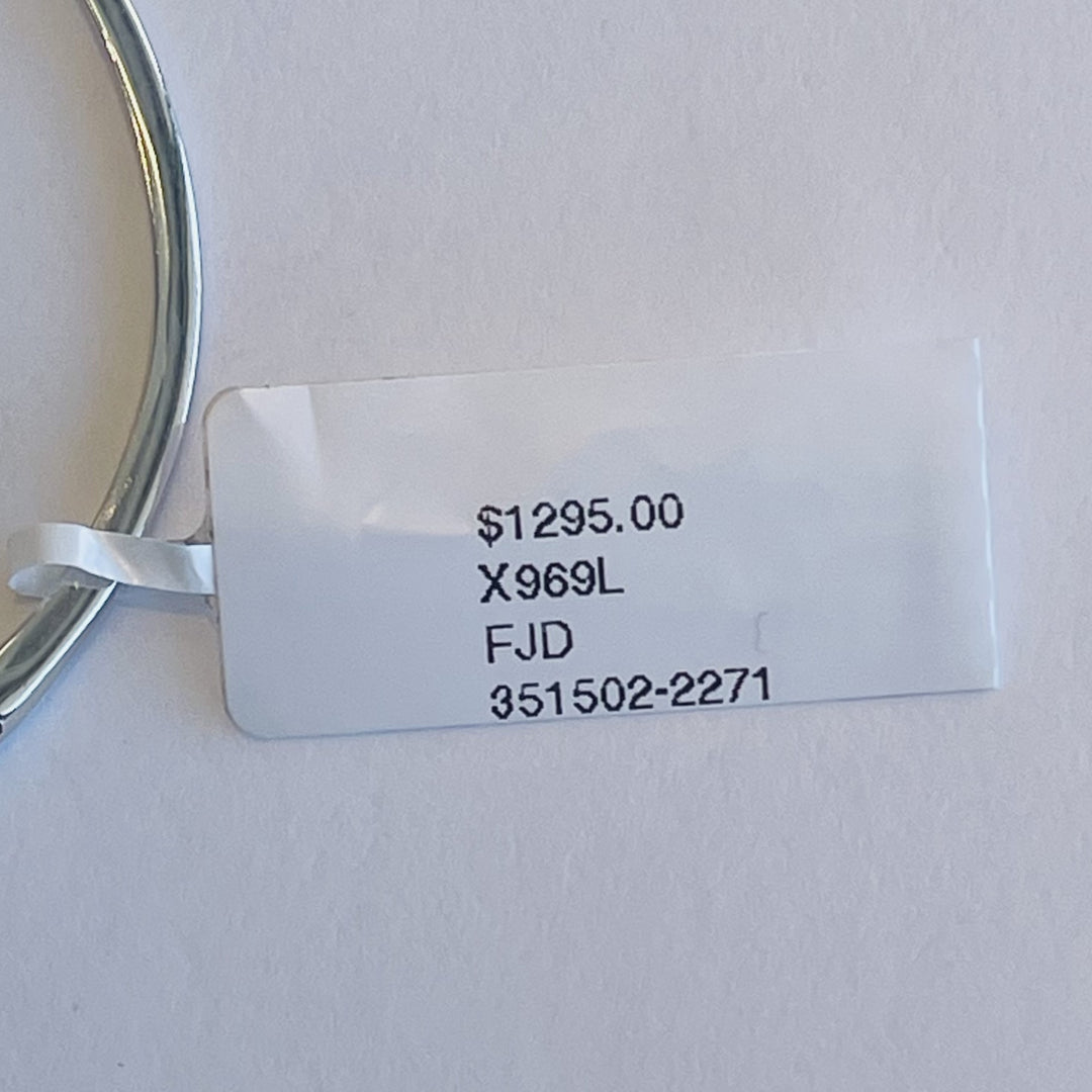 Brand New 14k White Gold Amethyst and Diamond Bangle Bracelet 7"