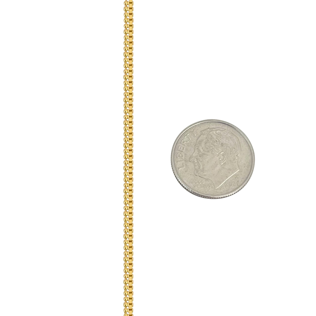 22k Yellow Gold 8.8g Thin Ladies 2mm Beaded Box Link Chain Necklace 20"