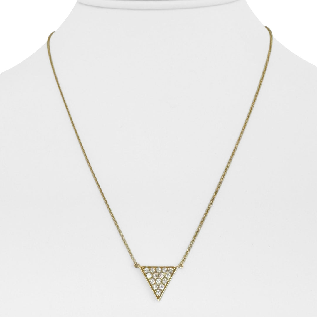 14k Yellow Gold and 0.35ct Diamond Triangle Pendant Necklace 18"