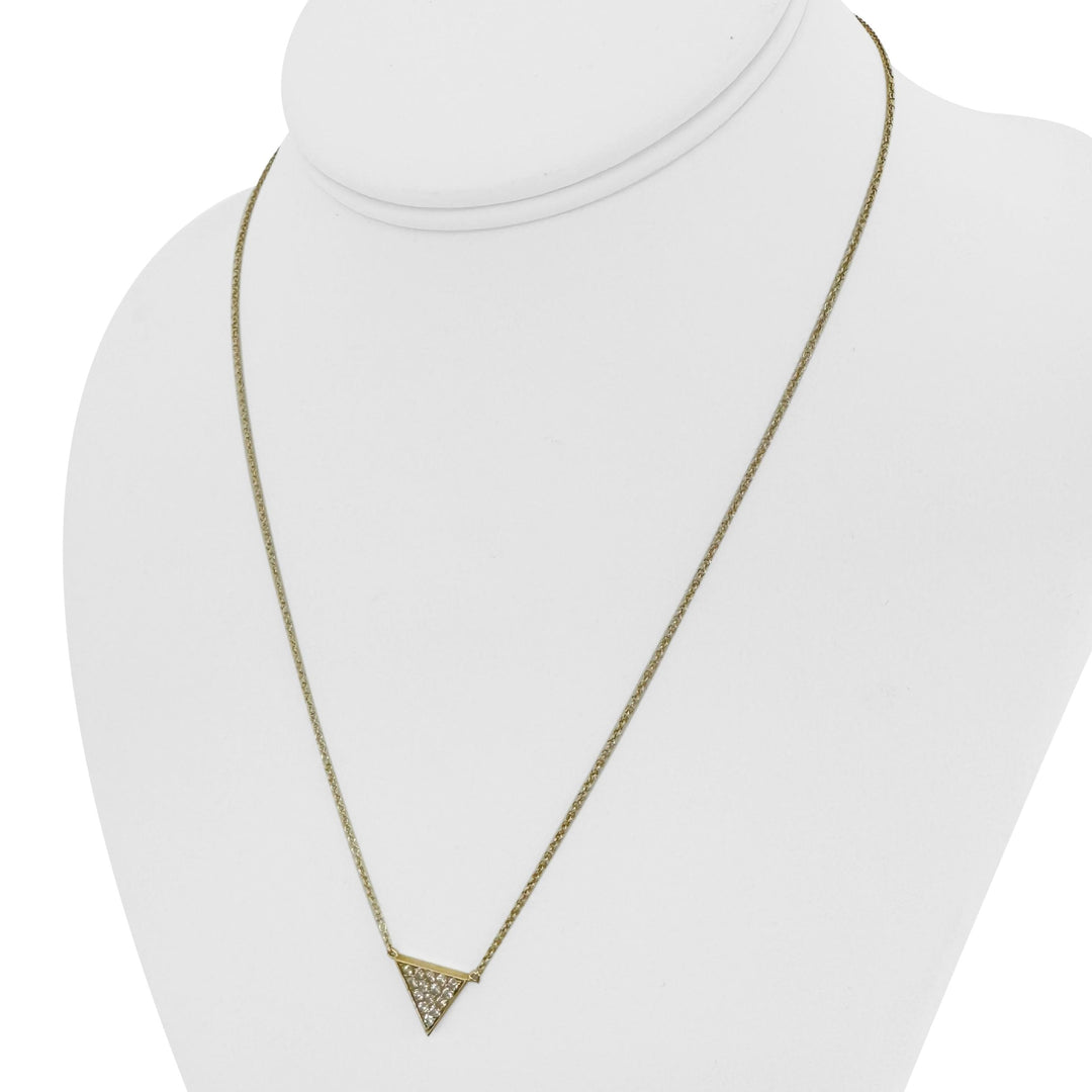 14k Yellow Gold and 0.35ct Diamond Triangle Pendant Necklace 18"