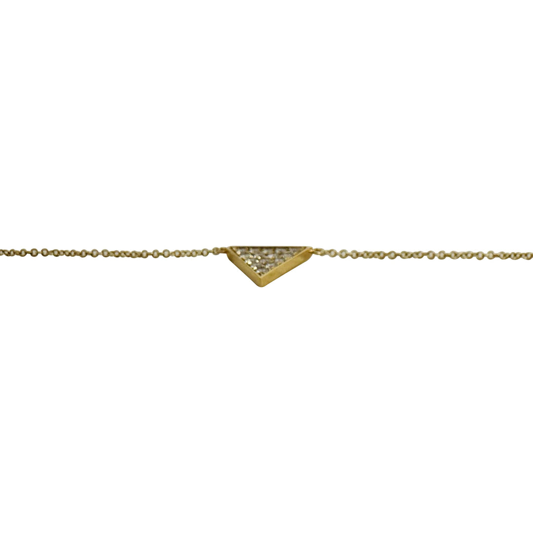 14k Yellow Gold and 0.35ct Diamond Triangle Pendant Necklace 18"