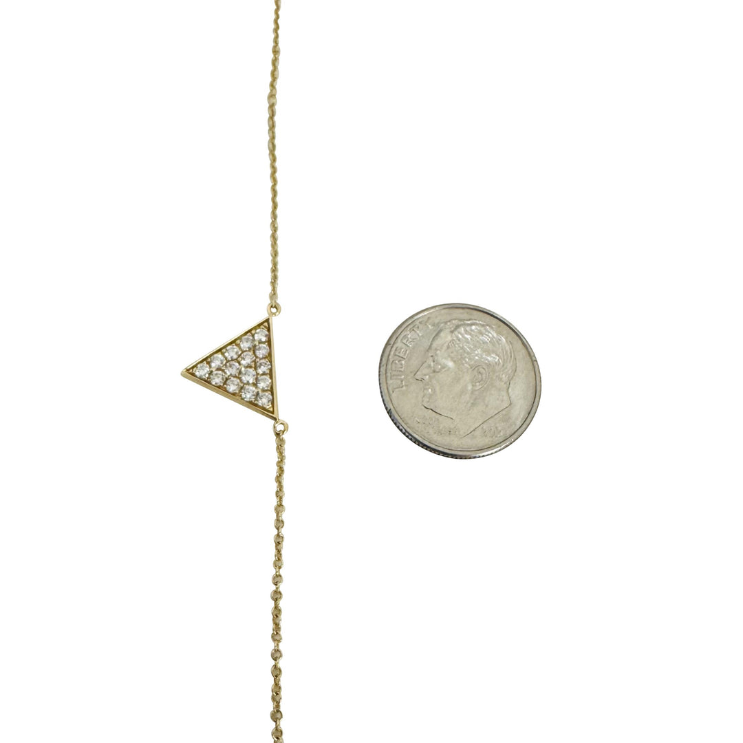 14k Yellow Gold and 0.35ct Diamond Triangle Pendant Necklace 18"