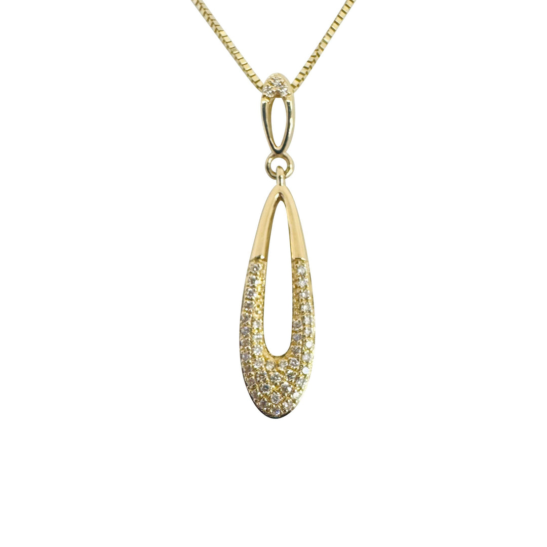 14k Yellow Gold Diamond Pendant and 10k Yellow Gold Box Link Necklace 18"