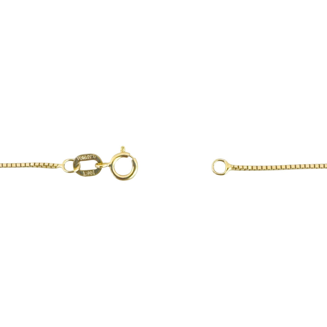 14k Yellow Gold Diamond Pendant and 10k Yellow Gold Box Link Necklace 18"