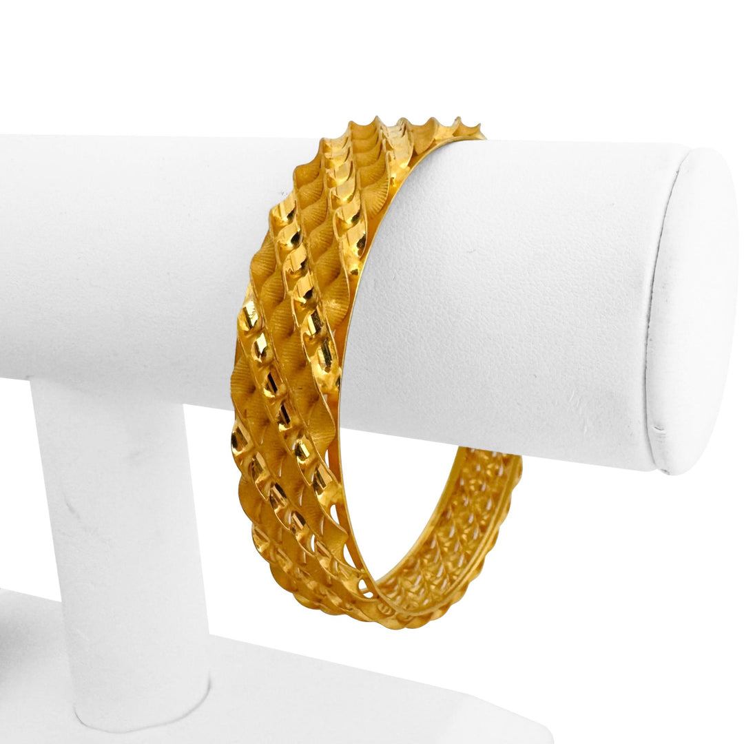 21k Yellow Gold 29.8g Solid Heavy 13.5mmm Fancy Bangle Bracelet 8"