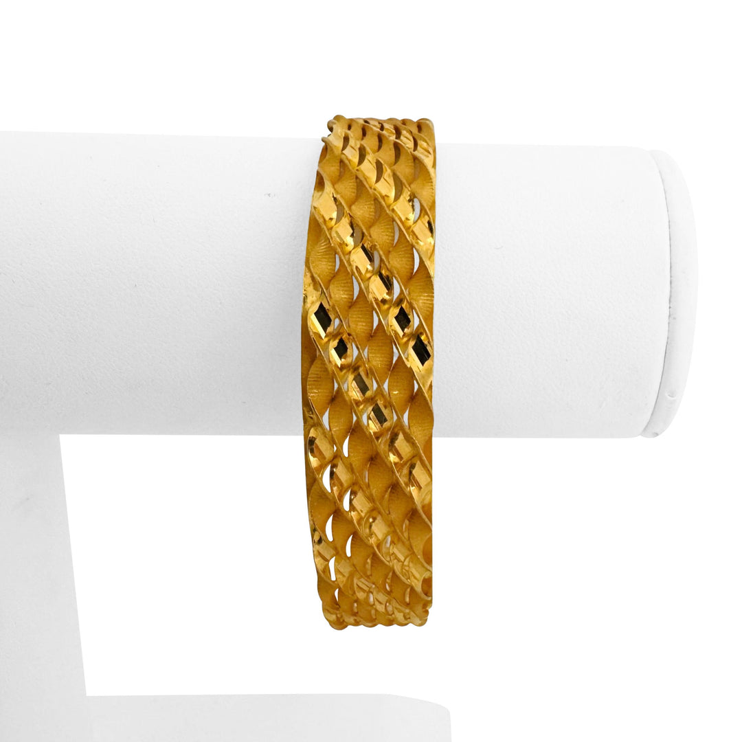 21k Yellow Gold 29.8g Solid Heavy 13.5mmm Fancy Bangle Bracelet 8"