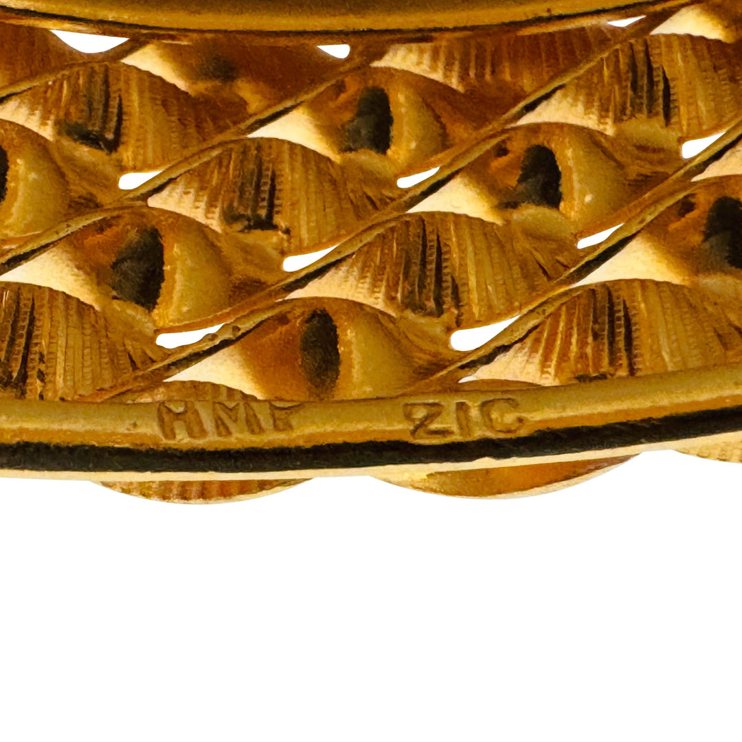 21k Yellow Gold 29.8g Solid Heavy 13.5mmm Fancy Bangle Bracelet 8"
