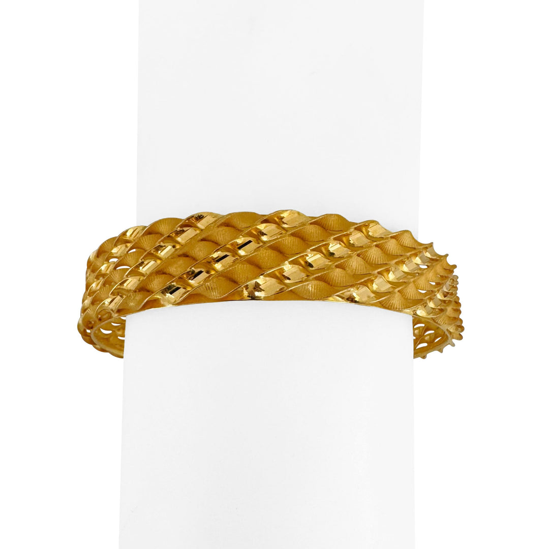21k Yellow Gold 29.8g Solid Heavy 13.5mmm Fancy Bangle Bracelet 8"