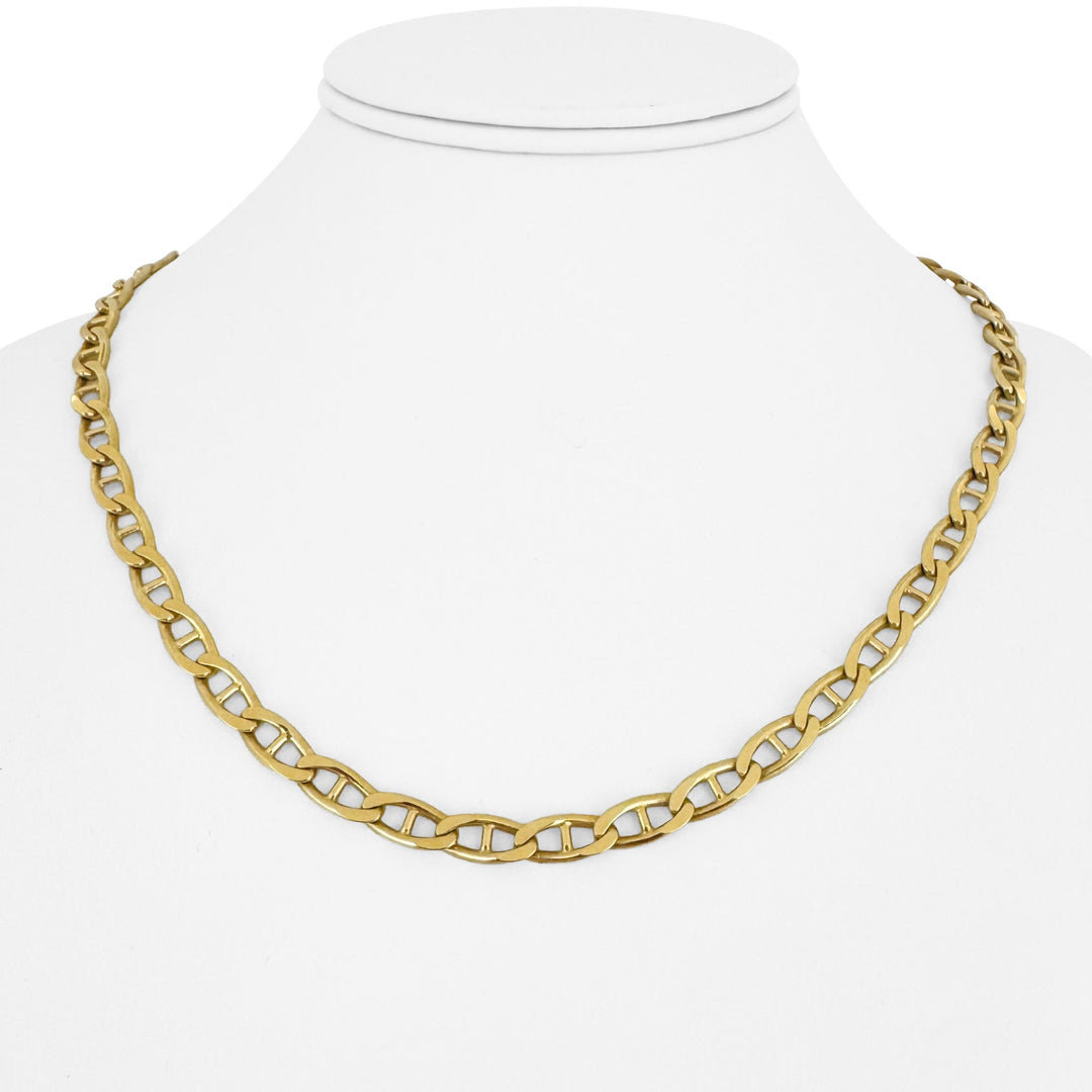 18k Yellow Gold 36.2g Solid Vintage Mariner Link Chain Necklace Italy 19.5"