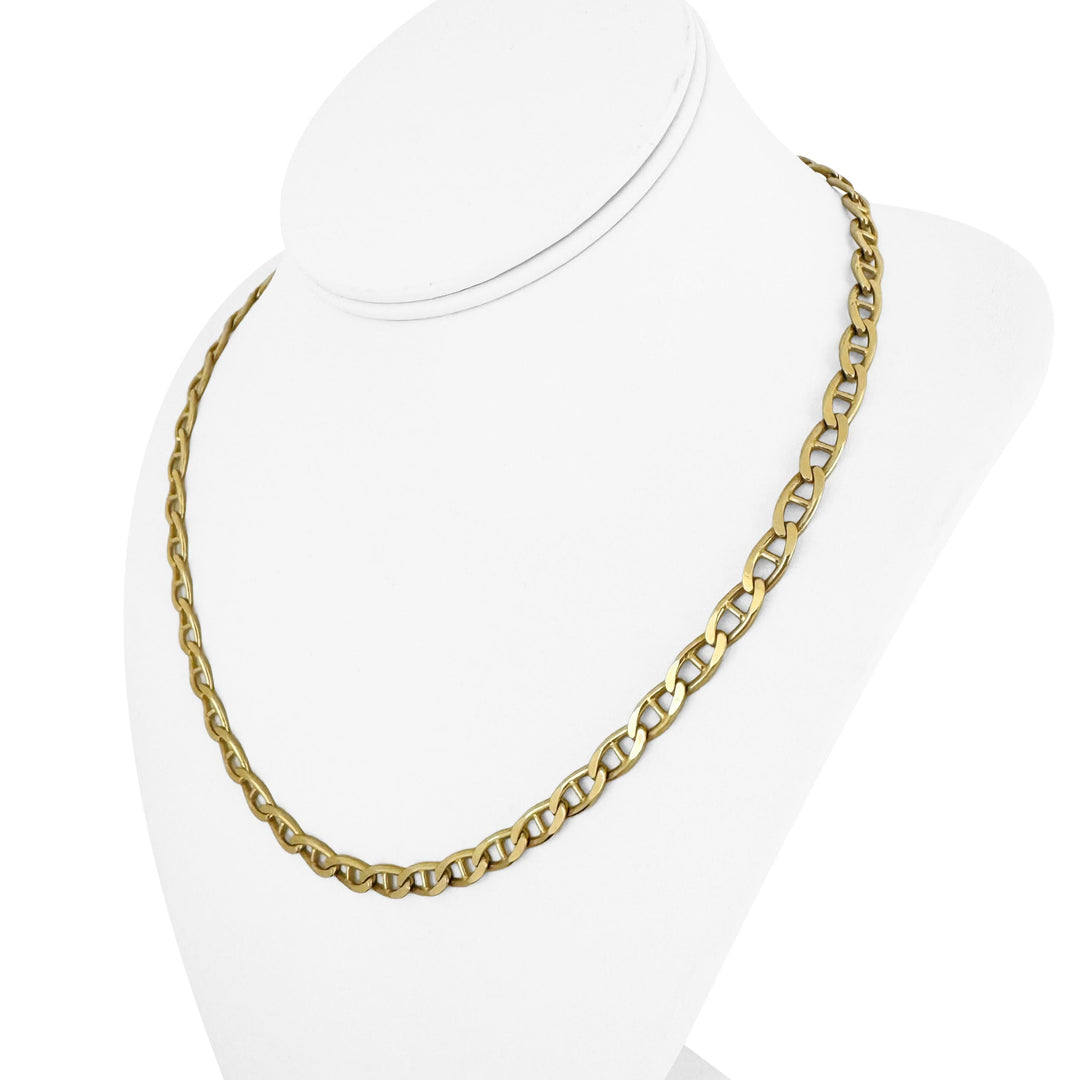 18k Yellow Gold 36.2g Solid Vintage Mariner Link Chain Necklace Italy 19.5"