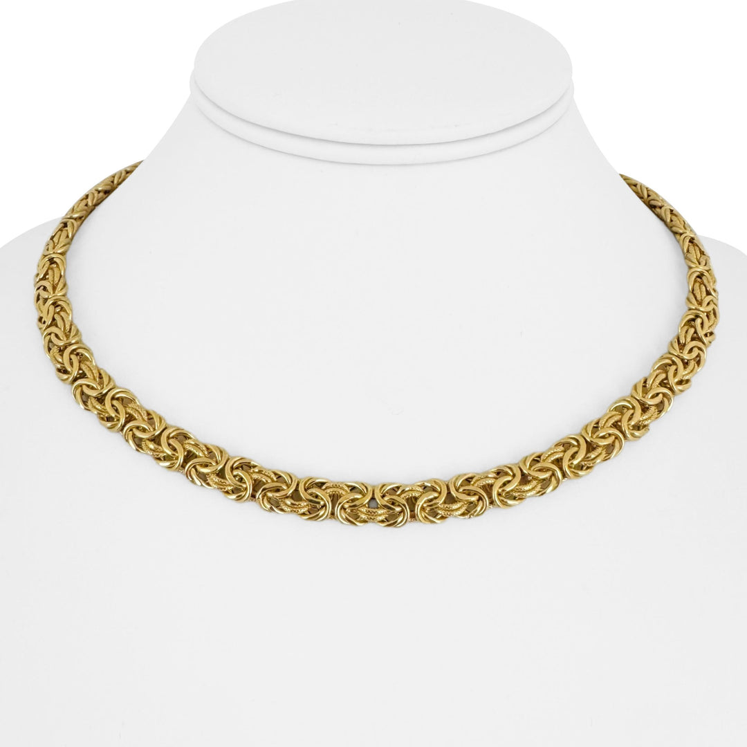 18k Yellow Gold 21.5g Ladies 7mm Byzantine Link Necklace Italy 17"