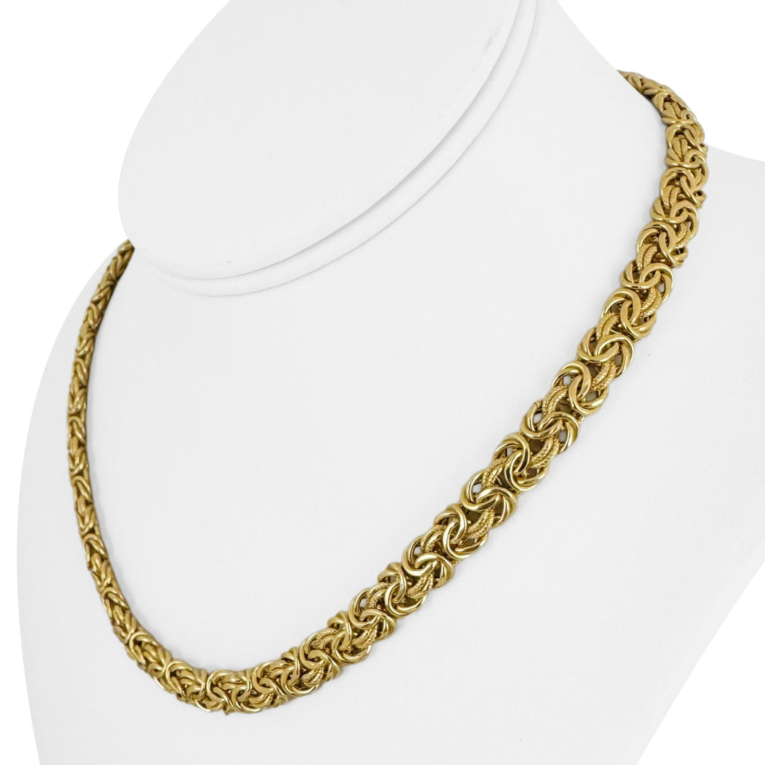 18k Yellow Gold 21.5g Ladies 7mm Byzantine Link Necklace Italy 17"