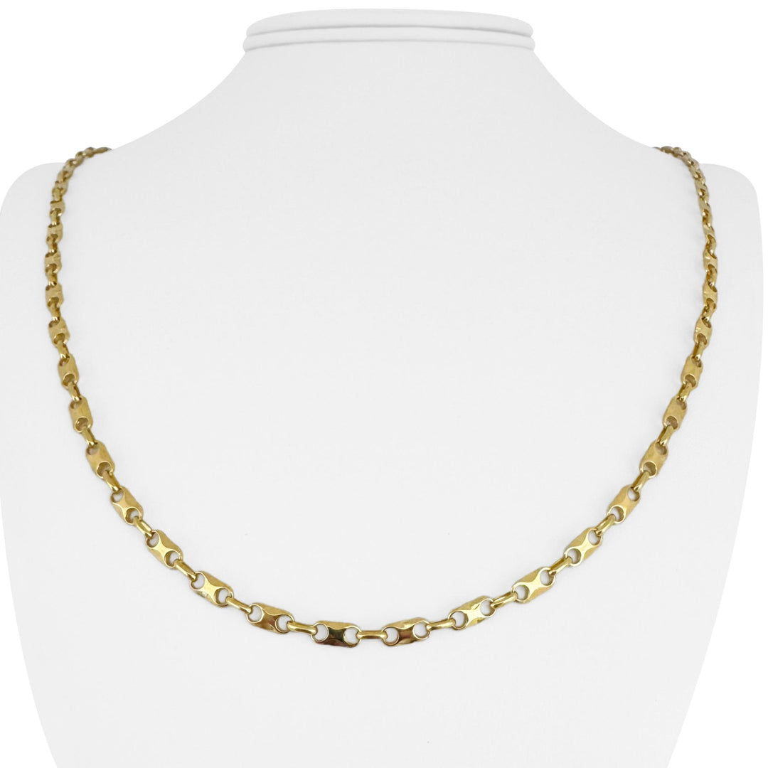 18k Yellow Gold 17.8g Solid 3mm Fancy Cable Link Chain Necklace Italy 23"