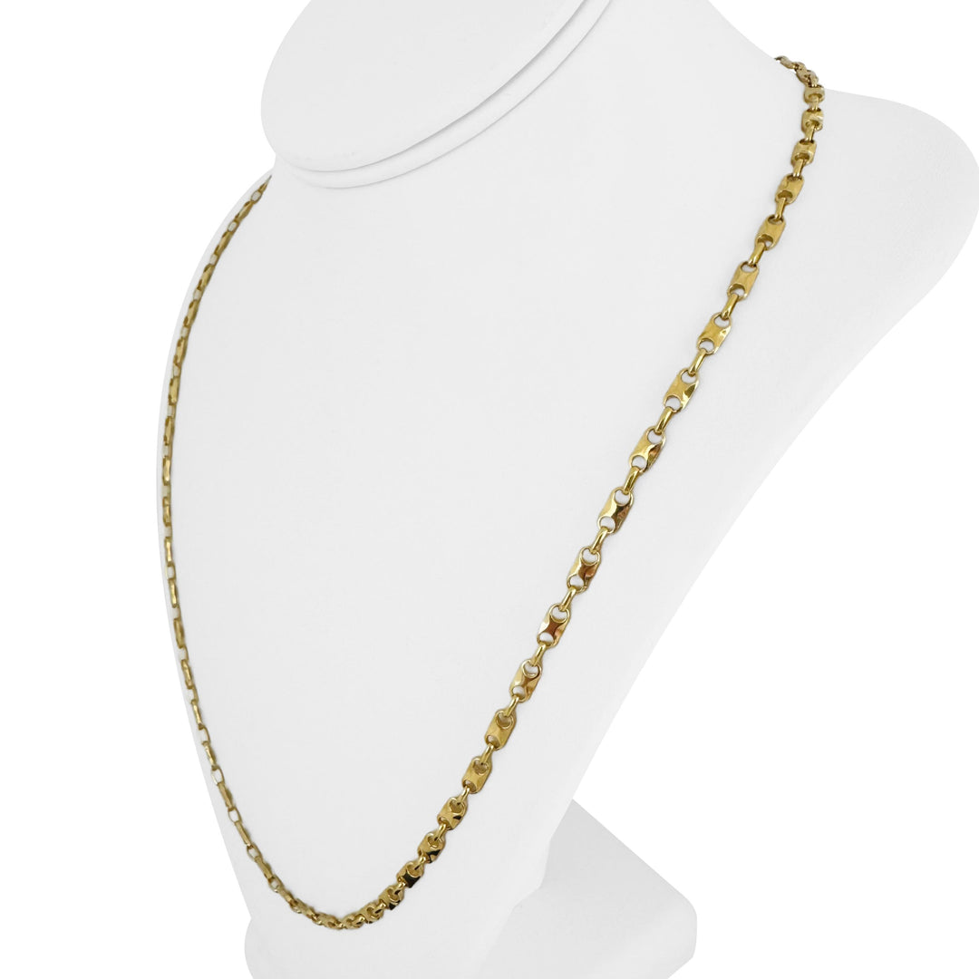 18k Yellow Gold 17.8g Solid 3mm Fancy Cable Link Chain Necklace Italy 23"