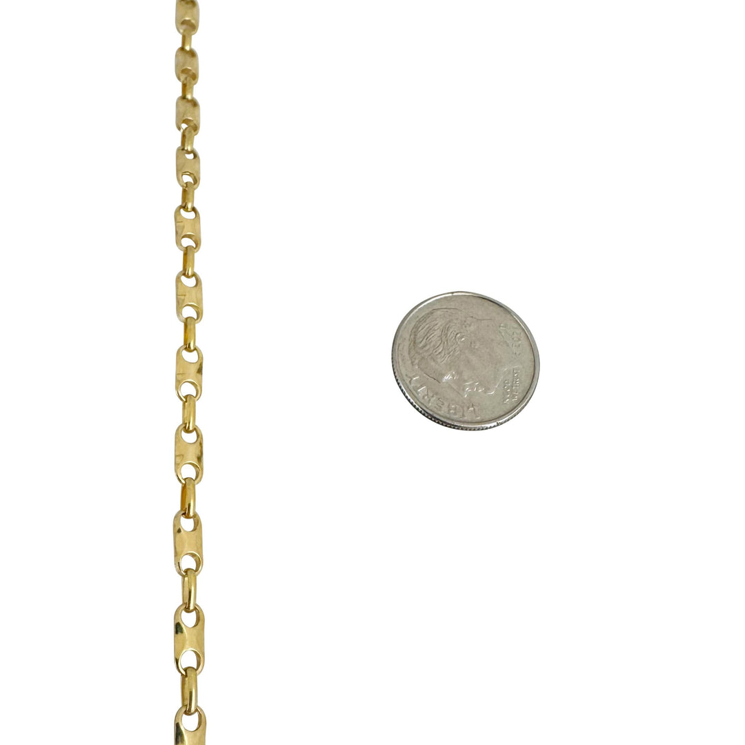 18k Yellow Gold 17.8g Solid 3mm Fancy Cable Link Chain Necklace Italy 23"