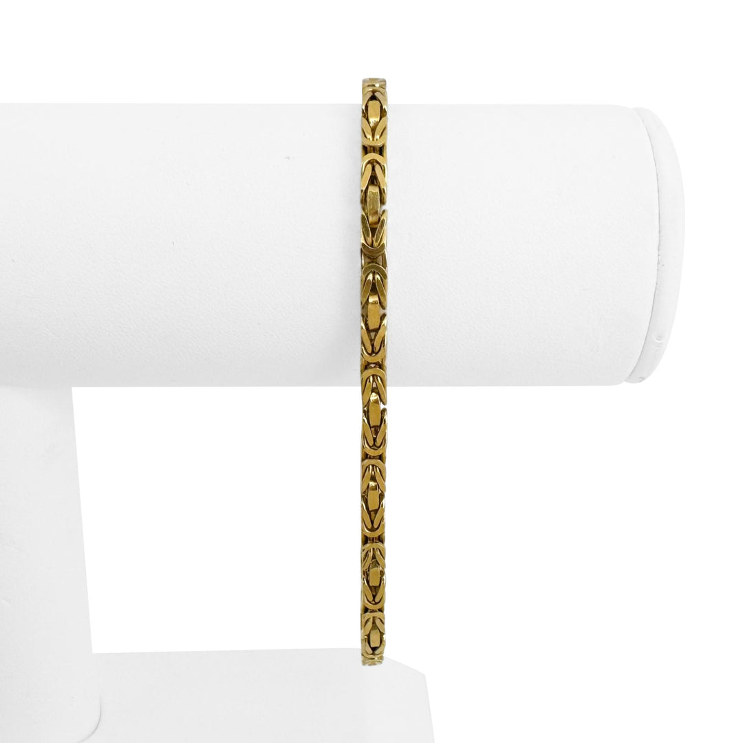 18k Yellow Gold 19.5g Solid Men's 3mm Squared Byzantine Link Bracelet Italy 8.5"