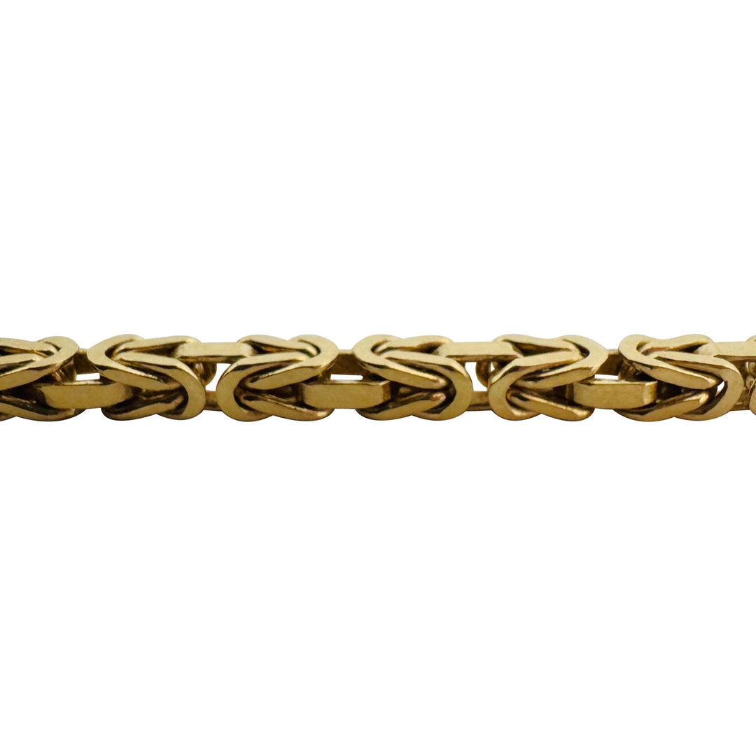 18k Yellow Gold 19.5g Solid Men's 3mm Squared Byzantine Link Bracelet Italy 8.5"