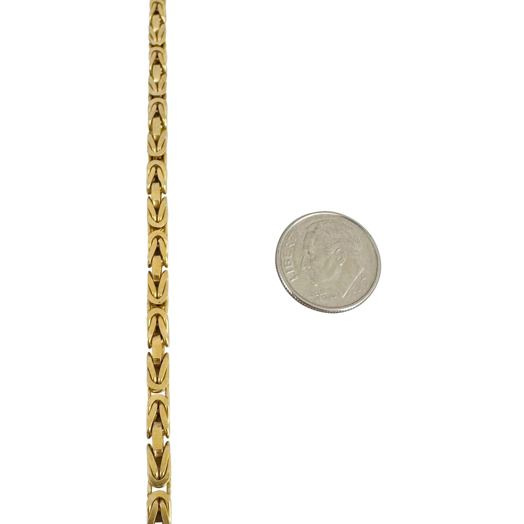 18k Yellow Gold 19.5g Solid Men's 3mm Squared Byzantine Link Bracelet Italy 8.5"