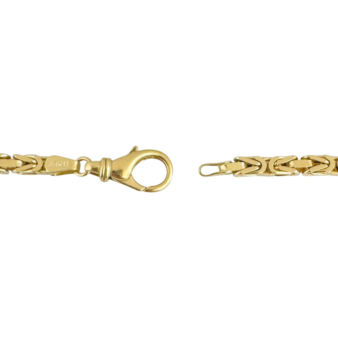 18k Yellow Gold 19.5g Solid Men's 3mm Squared Byzantine Link Bracelet Italy 8.5"