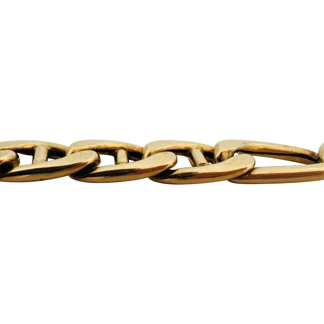 14k Yellow Gold 21.3g Semi Solid 8.5mm Vintage Figaro Link Bracelet Italy 8.5"