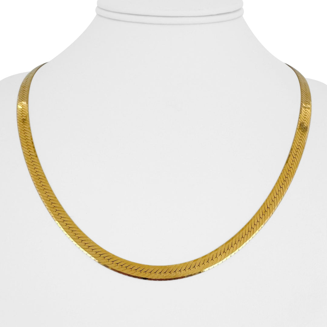 14k Yellow Gold 12.9g Solid 4.5mm Herringbone Link Necklace Italy 20"