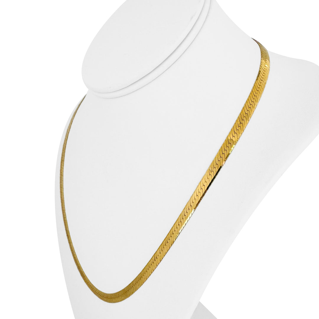 14k Yellow Gold 12.9g Solid 4.5mm Herringbone Link Necklace Italy 20"