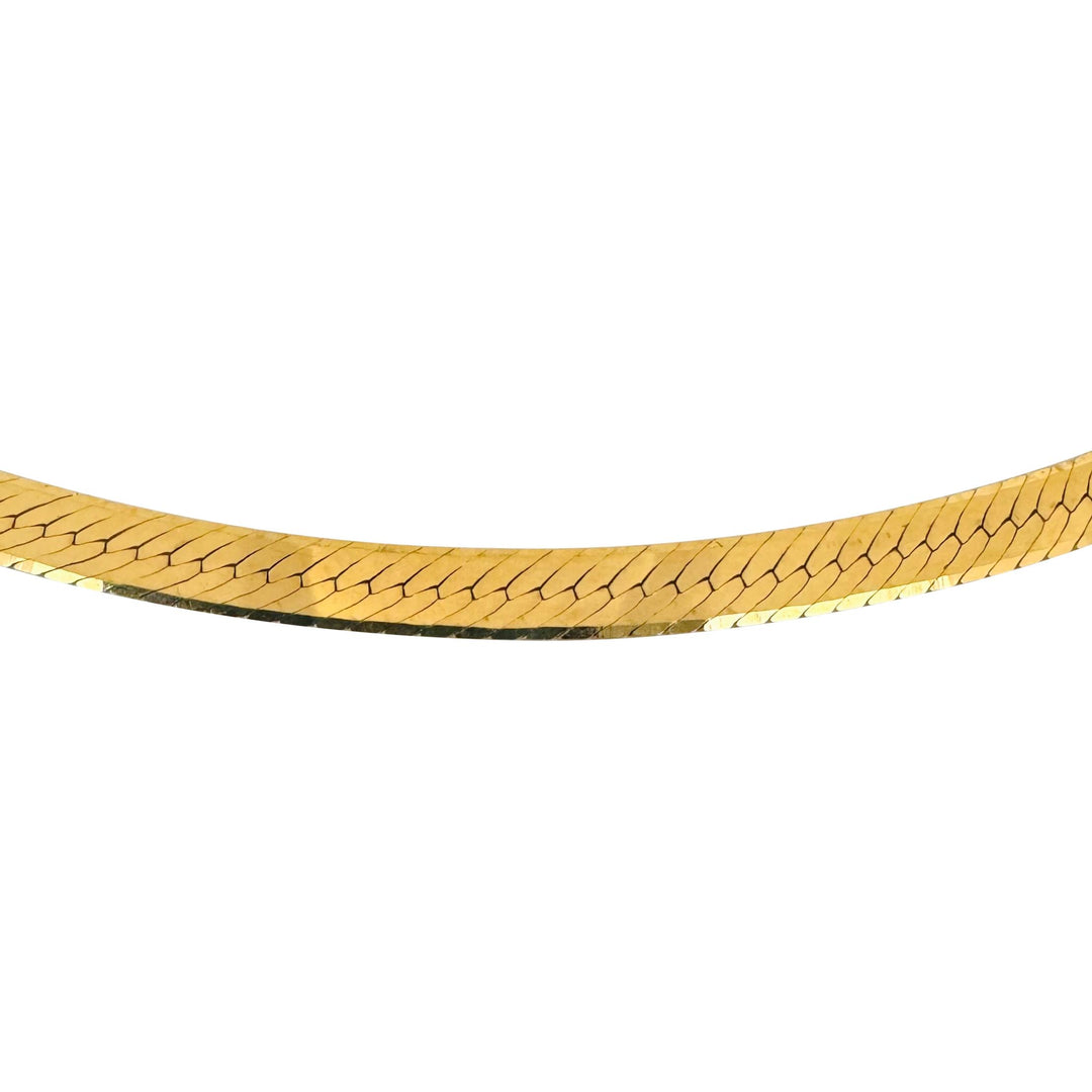 14k Yellow Gold 12.9g Solid 4.5mm Herringbone Link Necklace Italy 20"