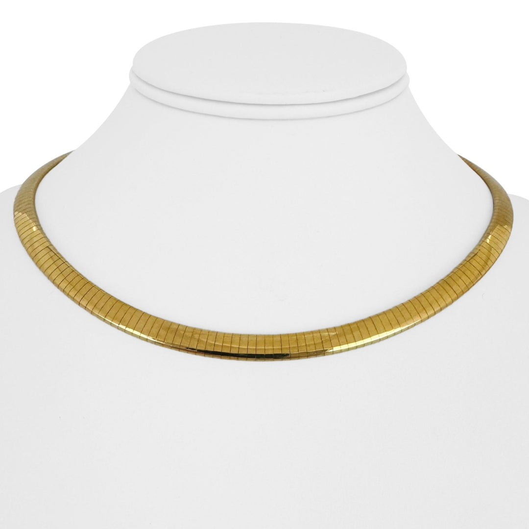 14k Yellow Gold 33.7g Solid 6mm Omega Link Necklace Italy 16"