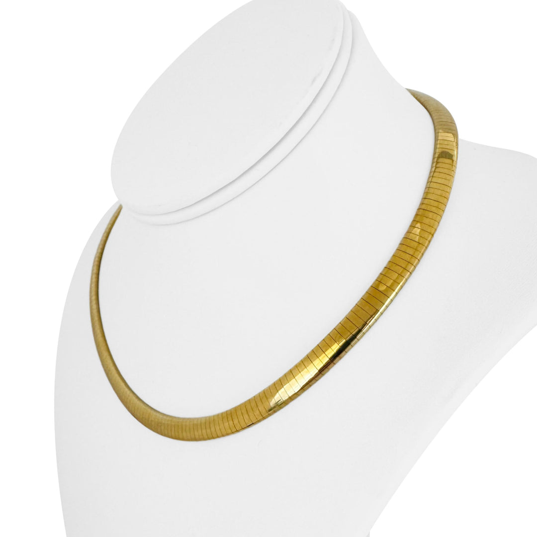14k Yellow Gold 33.7g Solid 6mm Omega Link Necklace Italy 16"