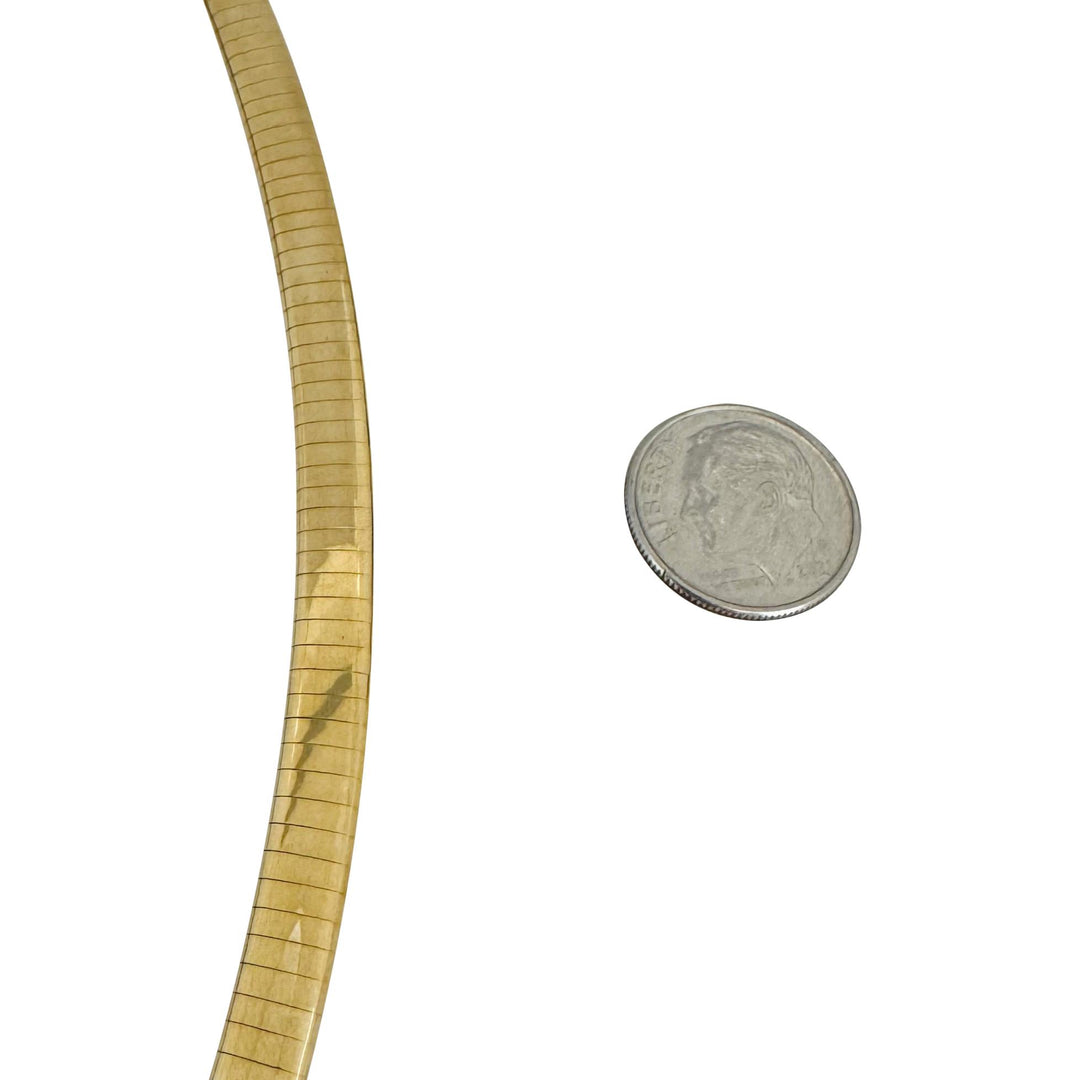 14k Yellow Gold 33.7g Solid 6mm Omega Link Necklace Italy 16"