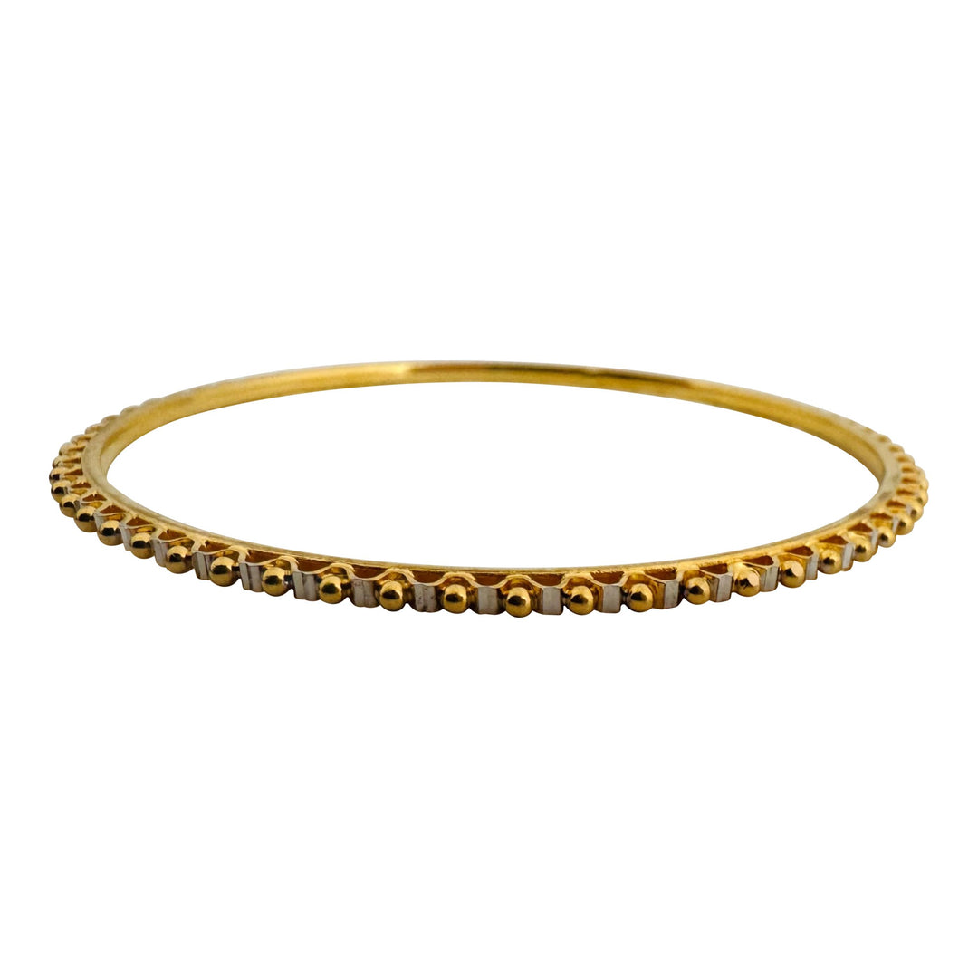 Pair of 22k Gold Solid 23.9g Two Tone Fancy Beaded Bangle Bracelets 7.25"