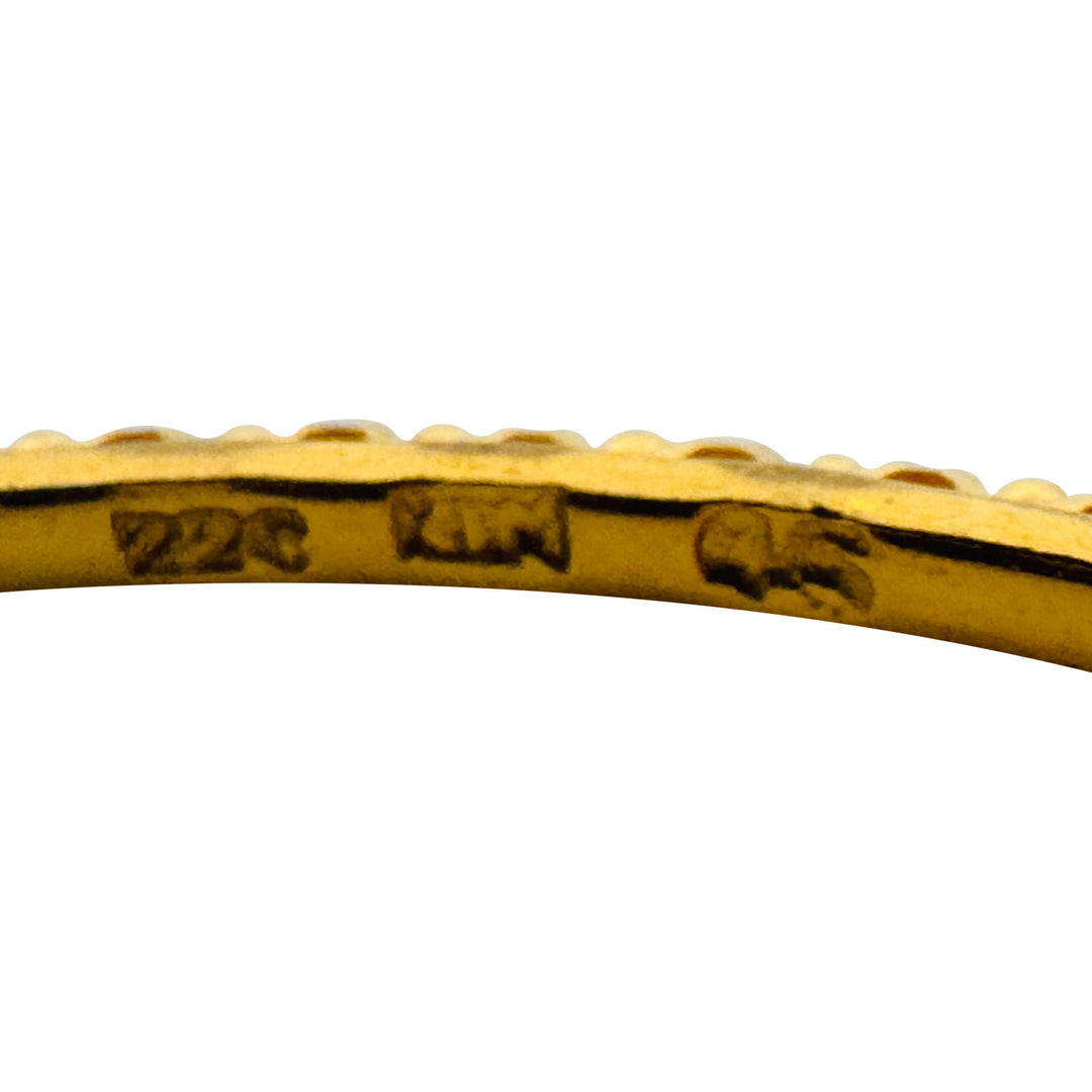 Pair of 22k Gold Solid 23.9g Two Tone Fancy Beaded Bangle Bracelets 7.25"