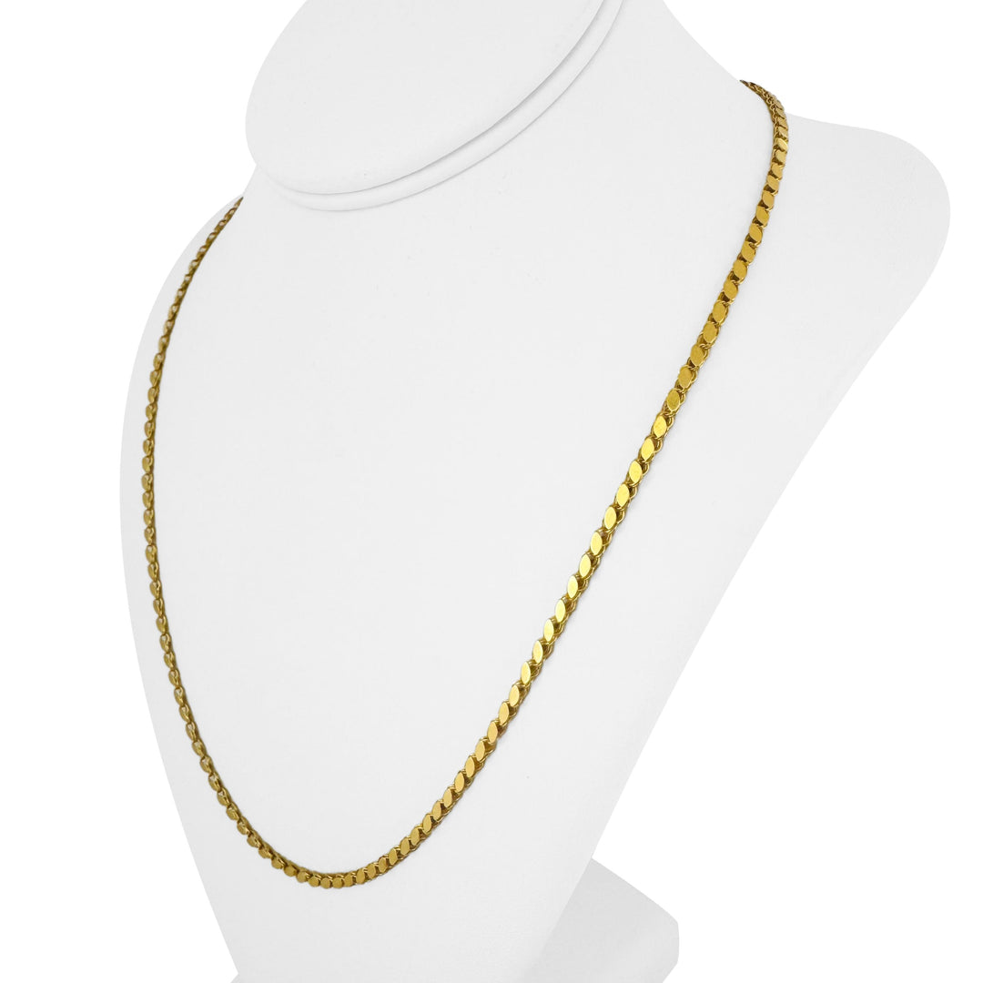 21k Yellow Gold 13.9g Fancy Closed Curb Link Chain Necklace 22"