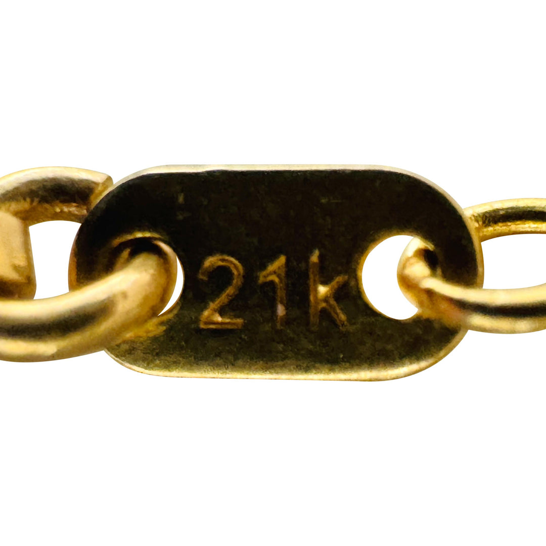 21k Yellow Gold 8.5g Solid Clover Station Link Bracelet 7.5"