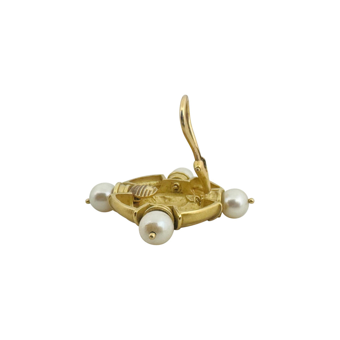 SeidenGang 18k Yellow Gold and Pearls Heavy Vintage Athena Ear Clips