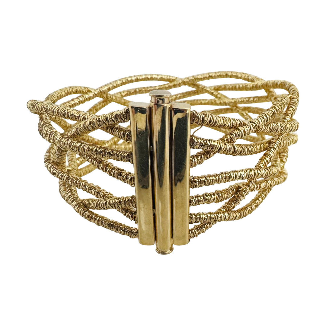 18k Yellow Gold 52.9g Solid Heavy 25mm Braided Fancy Bracelet Italy 7.75"