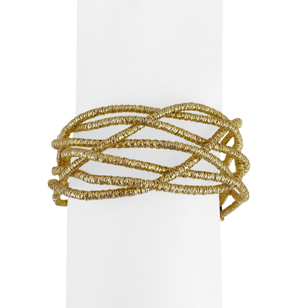18k Yellow Gold 52.9g Solid Heavy 25mm Braided Fancy Bracelet Italy 7.75"