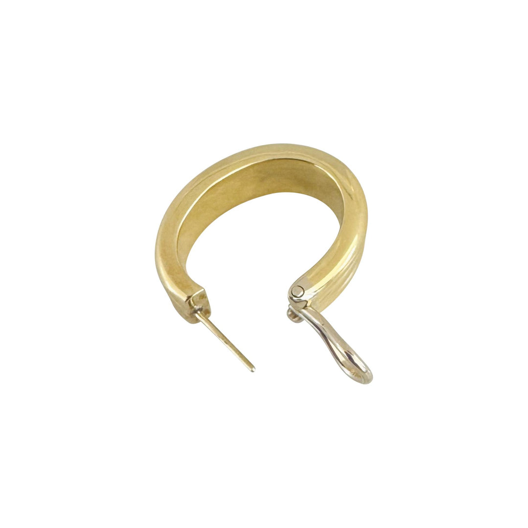 18k Yellow Gold 10g Ladies Polished Ribbed Hoop Earrings Italy 1"