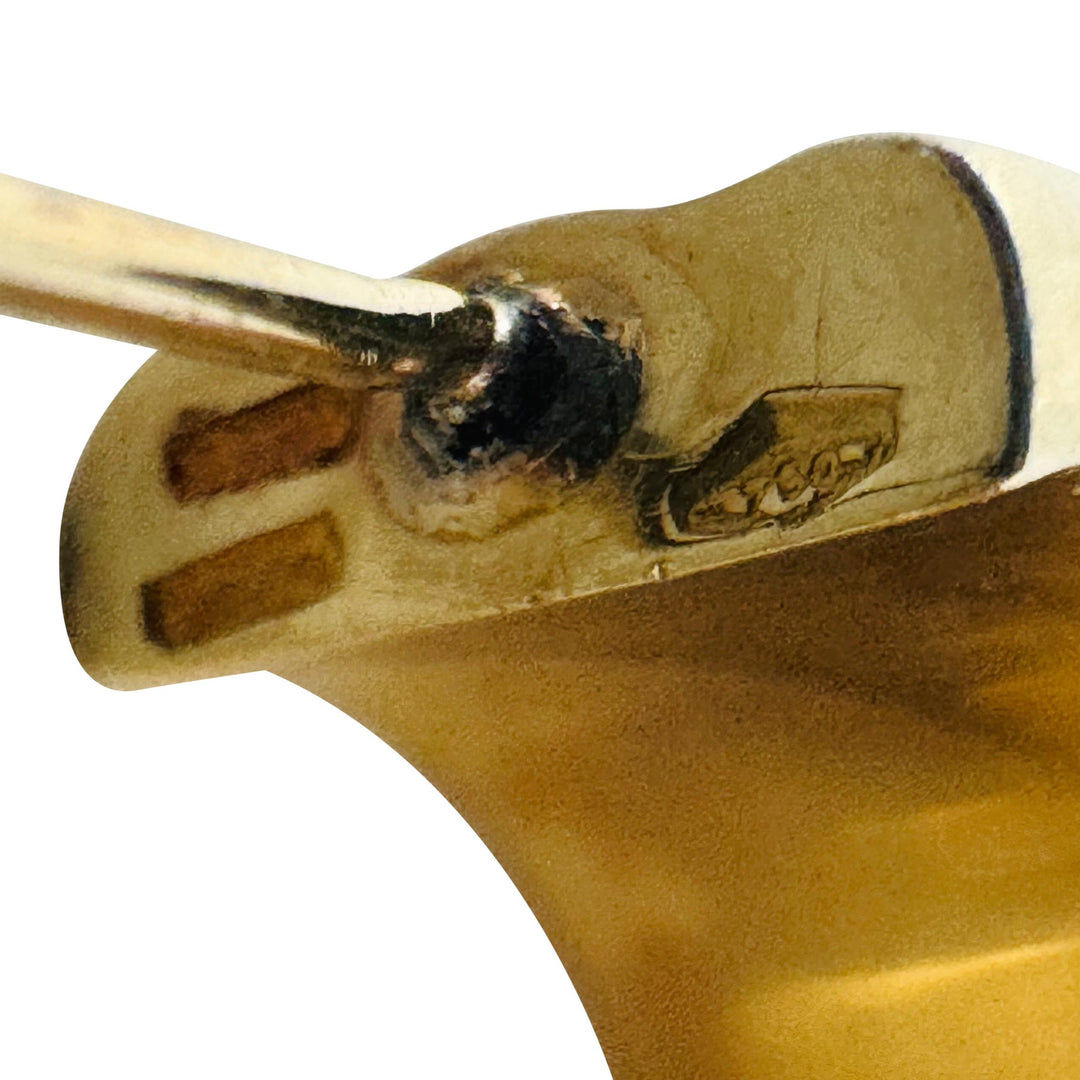 18k Yellow Gold 10g Ladies Polished Ribbed Hoop Earrings Italy 1"