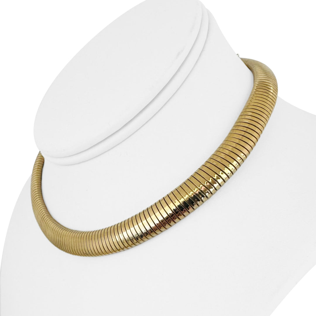 14k Yellow Gold 62.8g Heavy Vintage 9mm Tubogas Necklace 15"