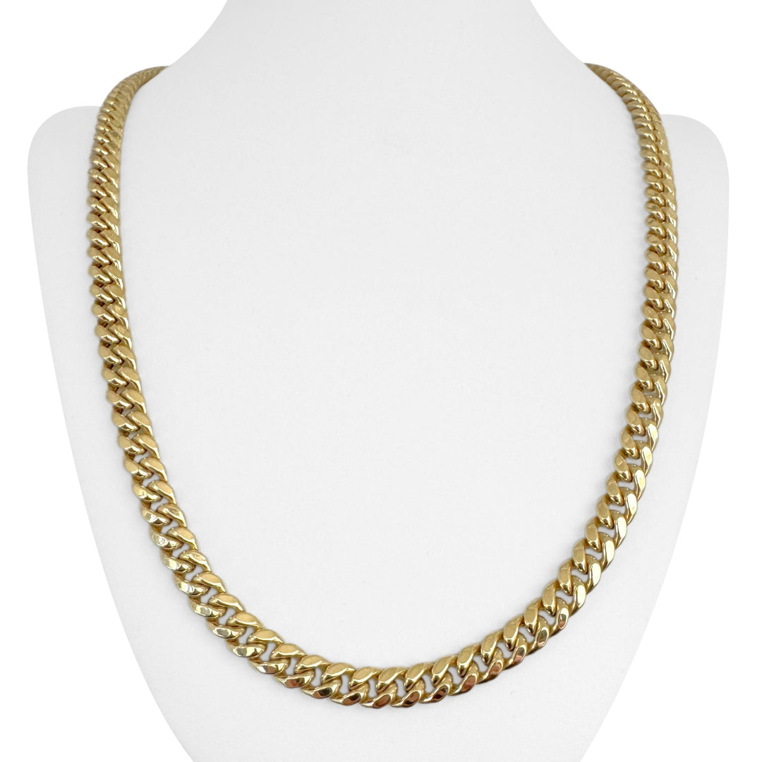 14k Yellow Gold 37g Semi Solid Polished 7.5mm Cuban Link Chain Necklace 24"